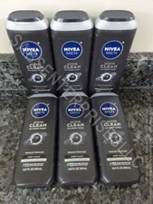 6 Nivea Men ACTIVE CLEAN 3in1 with Natural Charcoal Body Wash Washes 16.9 FL oz.