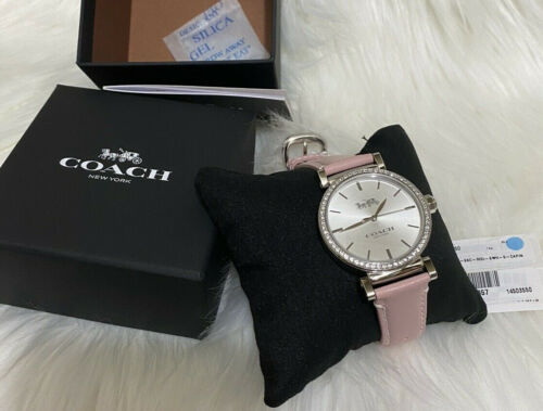 NWB 14503550 AUTHENTIC Coach MADISON 34mm Crystal Watch Silver Dial Pink Strap - Picture 5 of 12