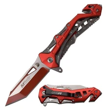 MTECH 7.75" SPRING ASSISTED TACTICAL POCKET KNIFE EDC HUNTING TANTO OUTDOORS RED