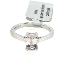 Mawi Kunzite Cushion Gemstone Sterling Silver Ring Size N to O