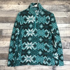 Spyder Women 1/4 Zip Pullover Snowflake Green White Sweater Fleece Top 10 Nordic