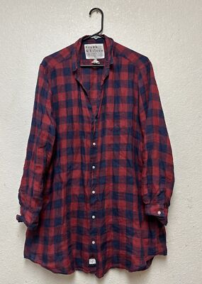 Frank & Eileen Mary Linen Shirt Dress Plaid 48 Bust 36 Long Sz L | eBay