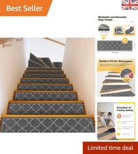 Elegant Non-Slip Carpet Stair Treads, 76x20cm - Safe for Kids & Pets (4PC)