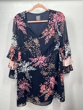 VINCE CAMUTO WOMENS SIZE 10 SHEER LINED FLORAL PRINT BOXY  DRESS