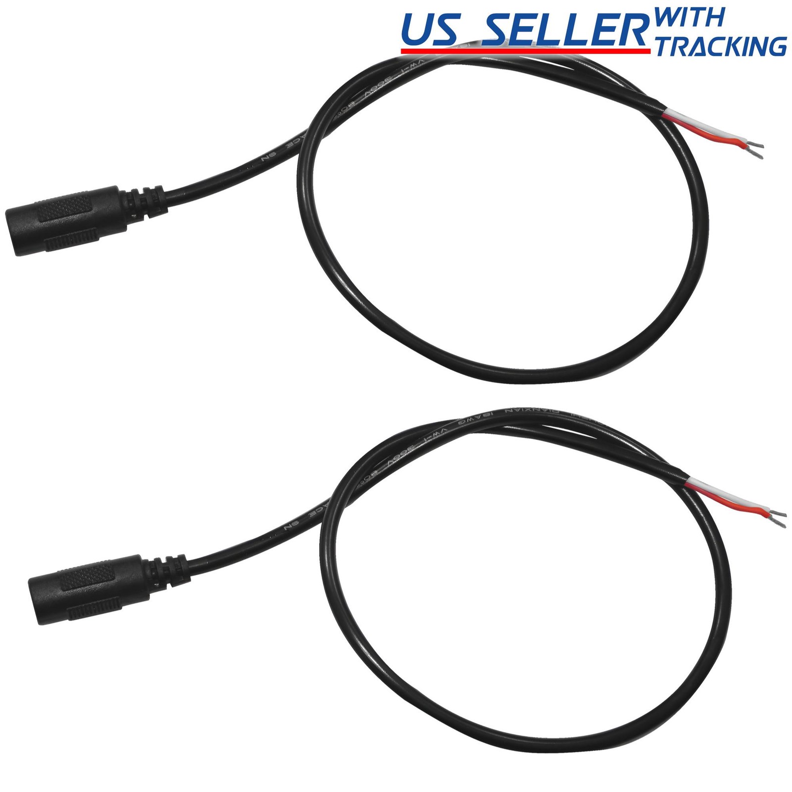 2x DC Power Jack Adapter Plug Female Pigtails 5.5mm x 2.1mm 46cm/18in 12V Port. Available Now for $5.32