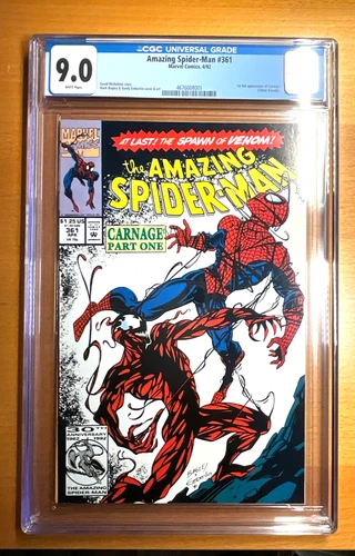 THE AMAZING SPIDER-MAN #361 CGC 9.0 WHITE PAGES 1ST CARNAGE