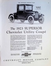 Original 1922 Chevrolet Ad Superior Utility Coupe Vintage Antique Auto Art Original 1922 Chevrolet Ad Superior Utility Coupe Vintage Antique Auto Art