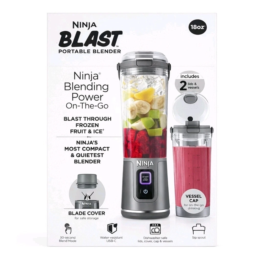 Ninja Blast 18oz. Portable Blender and Accessories-(2) Vessels and Lids
Opens in a new window or tab