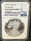 2020-W SILVER EAGLE NGC PF69 ULTRA CAMEO 1 OZ AMERICAN EAGLE First Releases