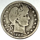 1900 P Barber Quarter Dollar 25 Cents Good Circulated Condition - 1863
