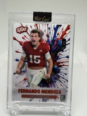Fernando Mendoza 2/3 Wild Card Splat 2026 RC QB #15 Red Blue Holo SMB-NRa2-FM10