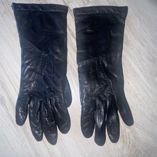 Vintage Coach Women  s Black Leather Gloves Size 6 1/2 Winter Designer Outerwear