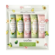 5Pcs/Set SADOER Fruit Plant Fragrance Hand Cream Sets Moisturizing Repair anti D