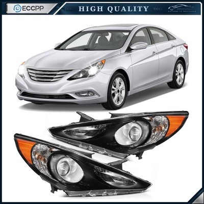 ECCPP Headlights Assembly For Hyundai Sonata 2.0L 2.4L 2011-2014 Pair Black