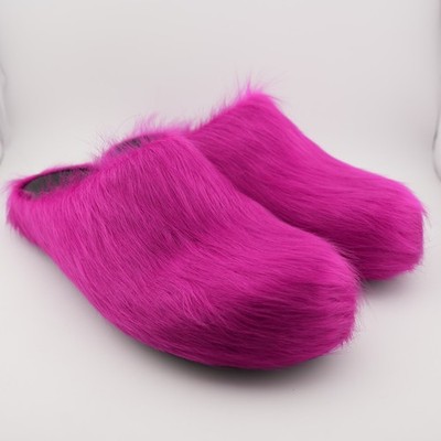 Marni Fuchsia long-hair calfskin Fussbett sabot Slides Women US 7