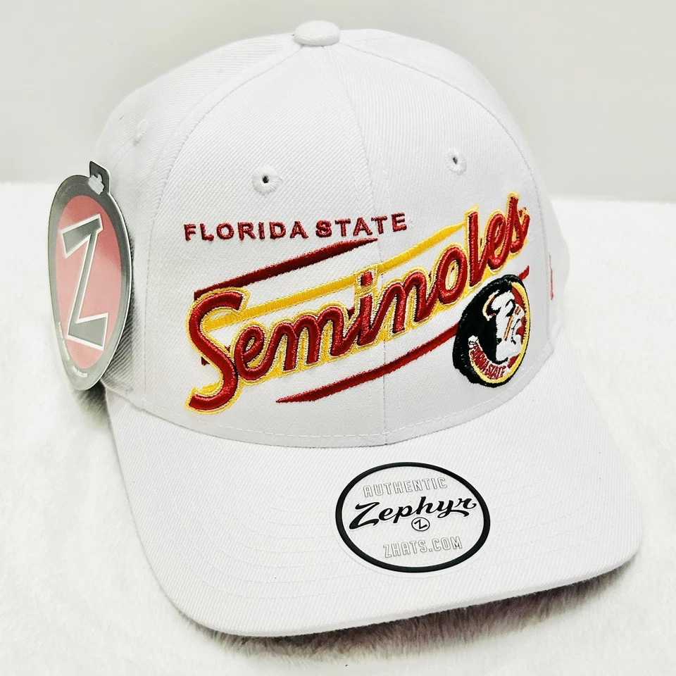 Zephyr Florida State Seminoles Retro Upshot Snapback Hat Cap Adjustable White - Image 3 of 4