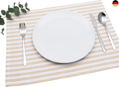 FILU Tischset 4 Stück Beige/Weiß gestreift (Farbe und Design wählbar) 33 x 45 cm