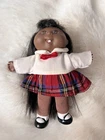 Vintage 1995 Mattel Cabbage Patch Kids Mini Doll African American Plaid Skirt 5”