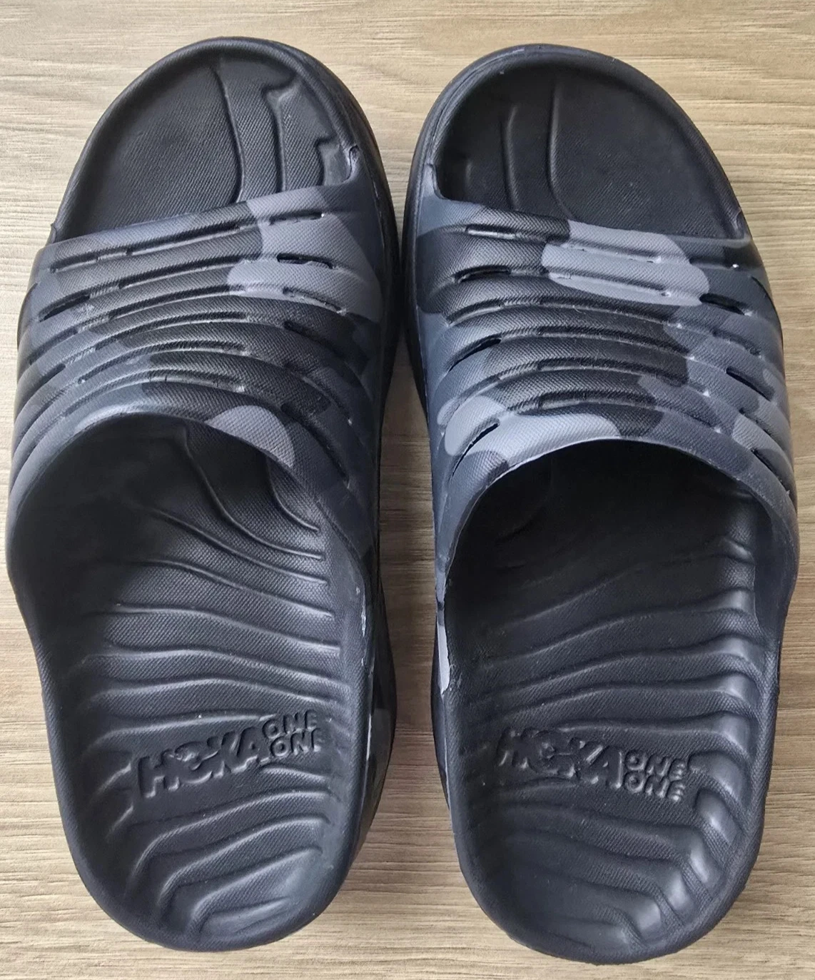 Hoka Ora Ora Recovery Sandals Slides Slip On Military Black Gray US Size Women 6