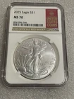 2025 American Silver Eagle $1 NGC MS70 OFFICIAL RED BOOK LABEL