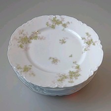 Set of Seven Haviland France Limoges 9.5" Montebello Dinner Plates, Scalloped