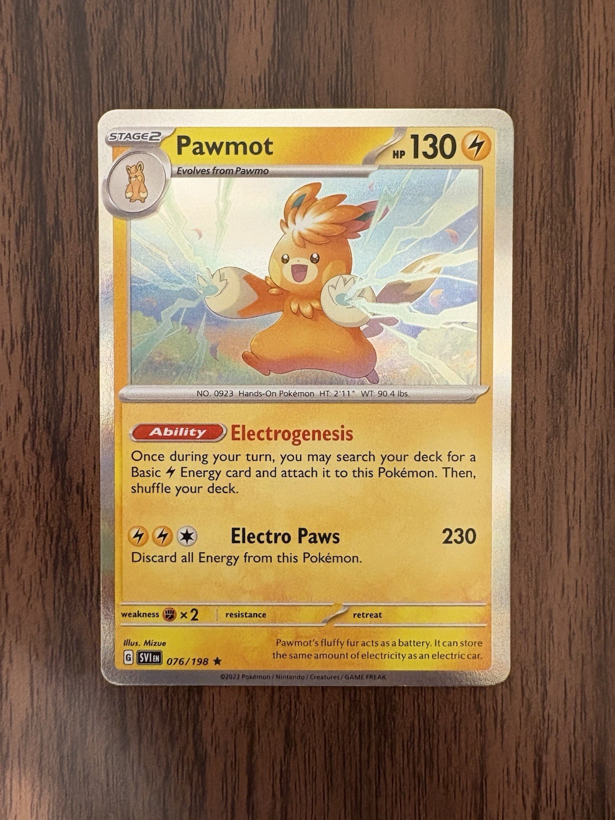 Pokemon TCG Scarlet & Violet Base Set Pawmot Holo Rare Card 76/198
