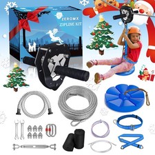 75ft/100ft/120ft/150ft Zip Line Kit for Kids and Adults Up to 380lb   Upgrade...