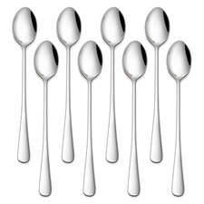 es Stainless Steel Iced Tea Spoons,Set Of 8 Long Stirring 7.5 Inch Silver