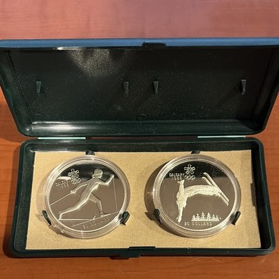 Canadian Proof Set Olympics Calgary 1988 2 coin silver 2.02 ASW