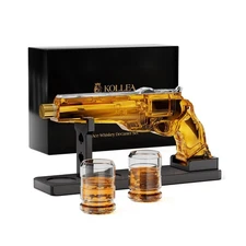 Gun Whiskey Decanter Sets for Men, Kollea Liquor Decanter Set with Gun Shot G...
