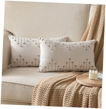 Boho Throw Pillow Covers 12x20 Set of 2 20" x 12" Pack of 2 Tan Beige