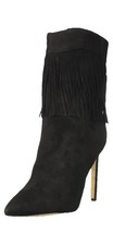 Nine West Tries2 Black Suede Fringe Stiletto Ankle Booties Women’s 7M