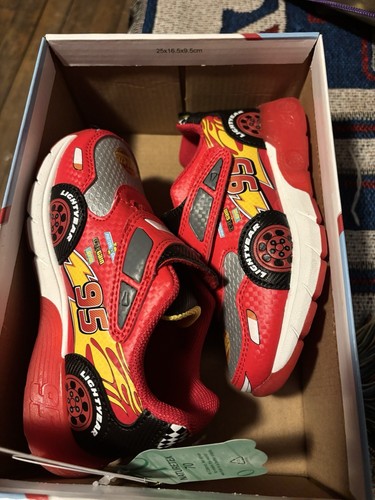 Disney Pixar Cars Lightning McQueen Shoes Strap Light up Red NEW!