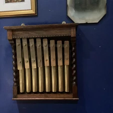 Antique Oak And Brass Dinner Chimes Butlers Gong 19th Century