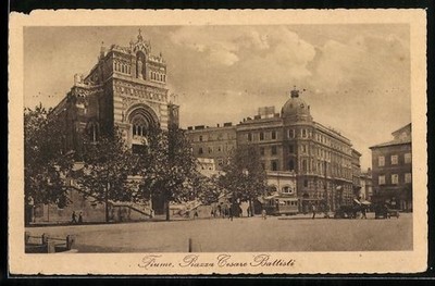 Ansichtskarte Fiume, Piazza Cesare Battisti 1923 
