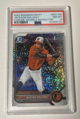 Jackson Holliday 2022 Bowman Draft 1st Chrome Sparkle Refractor #BDC168 - PSA 8