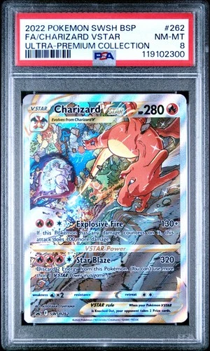 2022 POKEMON SWSH BLACK STAR PROMO #262 FULL ART/CHARIZARD VSTAR PSA 8