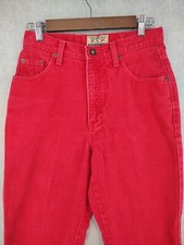 Vintage 90s Express Jeans Womens 9/10 Red High Rise Straight Made in USA