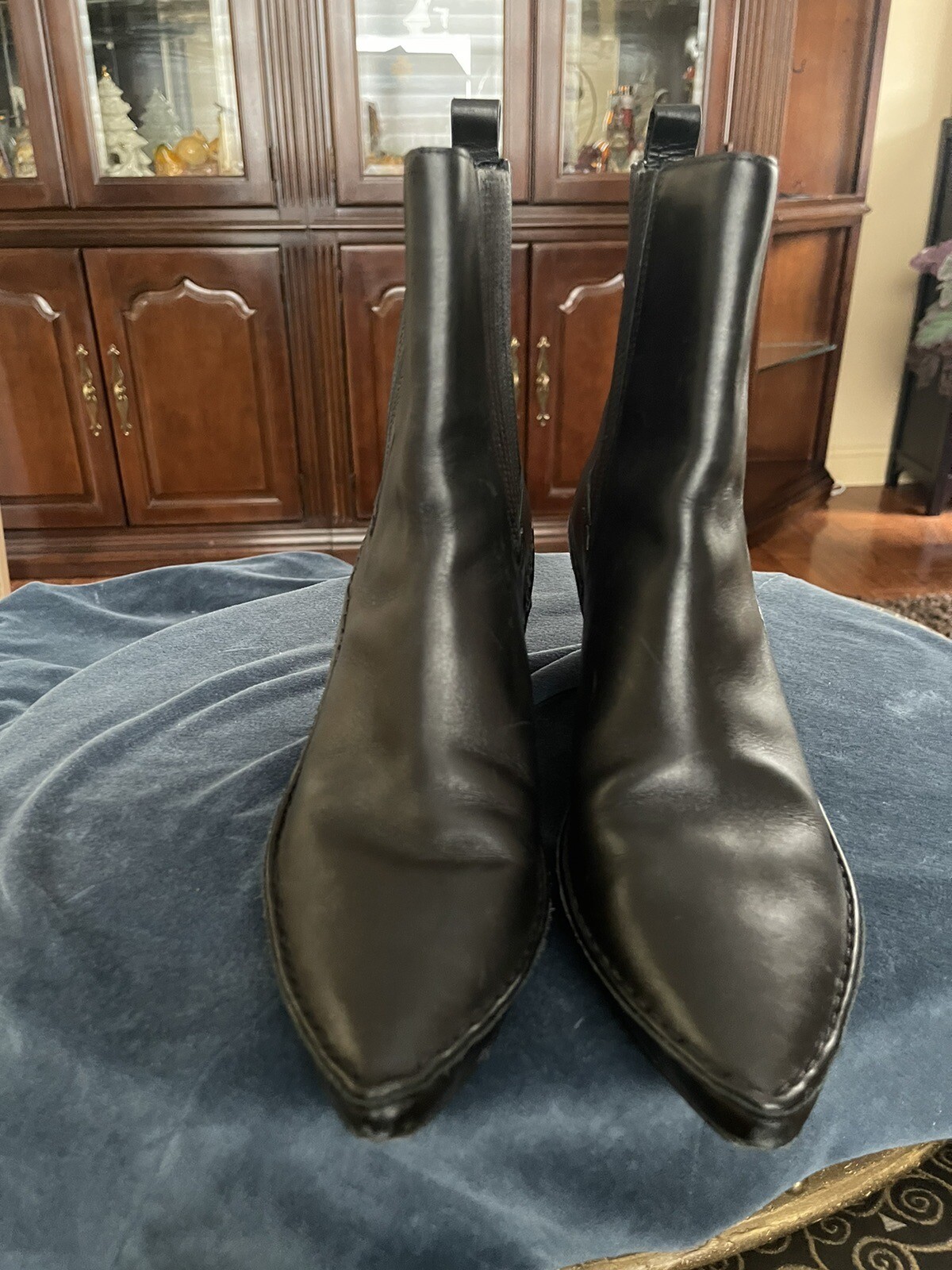 Tory Burch Lila Leather Pointed Toe Heeled Ankle Boots Black 11 M Shoes Bootie thumbnail 2