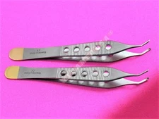 2 PCS ADSON FINE TISSUE PLASTIC SURGERY FORCEP CVD 1X2T W/ FENESTRATED GOLD HNDL