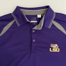 LSU Tigers Men's Cutter & Buck Purple and Grey Dry Tech Polo Size Medium