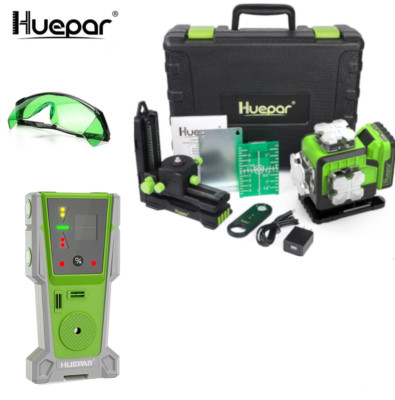 Huepar P04CG 4D Grüner selbstnivellierender Laser mit Empfänger LR8RG Und Brile