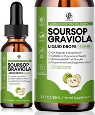 Soursop Graviola Liquid Drop for Cell Support & Regeneration, Immune Boost,... 