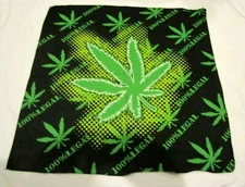 100% Legal Green Marijuana Leaf Bandanna Face Mask,Head Wrap,Scarf,Wristband-New