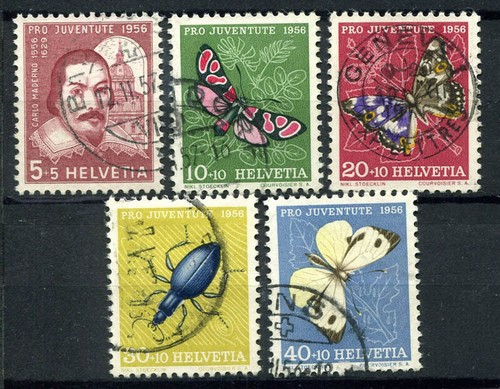 Schweiz 1956 Mi. 632-636 gebraucht 60% Pro Juventute, Schmetterlinge, Insekten