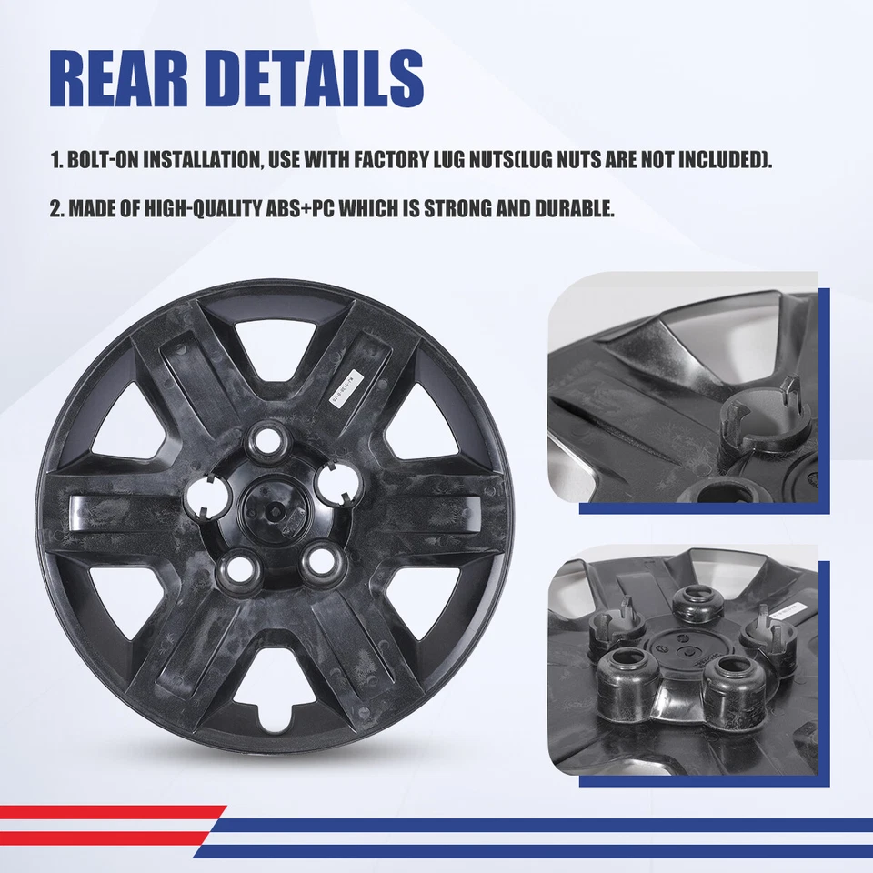 16" Hubcaps For 2008-2016 DODGE GRAND CARAVAN Wheel Rim Cover 4 pieces Bolt-On  - Image 2 of 4