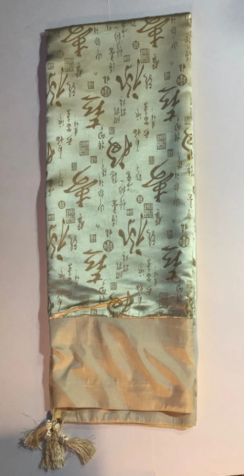 Pristine Chinese Silk Brocade Tablecloth With Tassels - 70 x 48” - FAST SHIPPING - Image 2 of 3