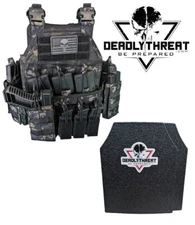 Urban Assault Ghost Camo Tactical Vest Plate Carrier W/ Level III Armor Plates