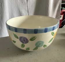 Bella  Salad Bowl Housewares 9" Pasta Blue Purple Flowers Large