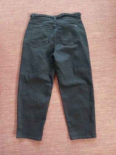 Ted Baker London Womens Jeans Sz 32 Black Braided Waist Belt Ankle Barrel Leg - Picture 6 of 6